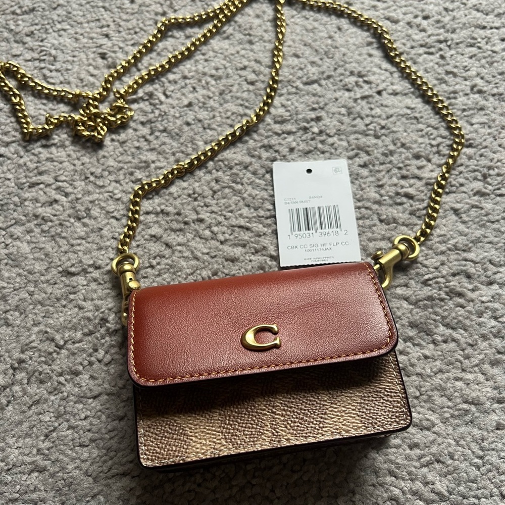 Coach Tan Rust Half Moon Card Case